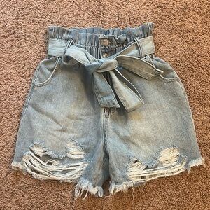 Paper Bag Jean Shorts
